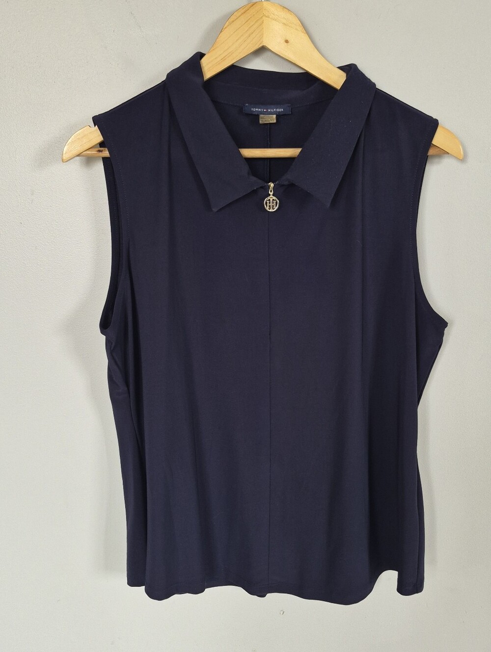 Tommy Hilfiger Sleeveless Polo Camisole in Navy with Logo Zip